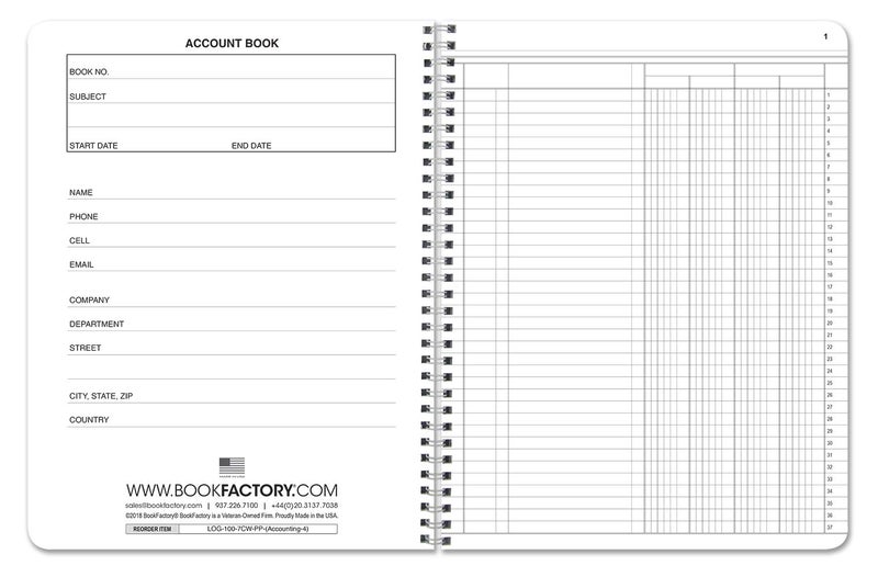 BookFactory 4 Column Ledger Book/Account Book/Accounting Ledger/Notebook Four Columns Columnar Accountant Book Format - 100 Pages, 8.5'' x 11'', Wire-O (Made in USA) - Image 2